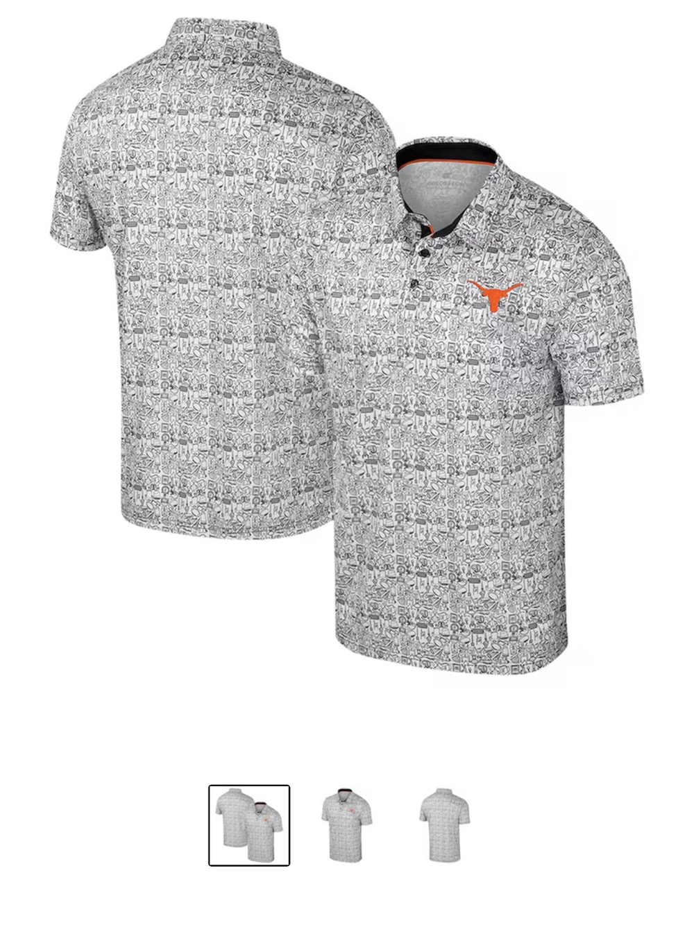 Fanatics White Printed Polo with Orange Longhorn Logo